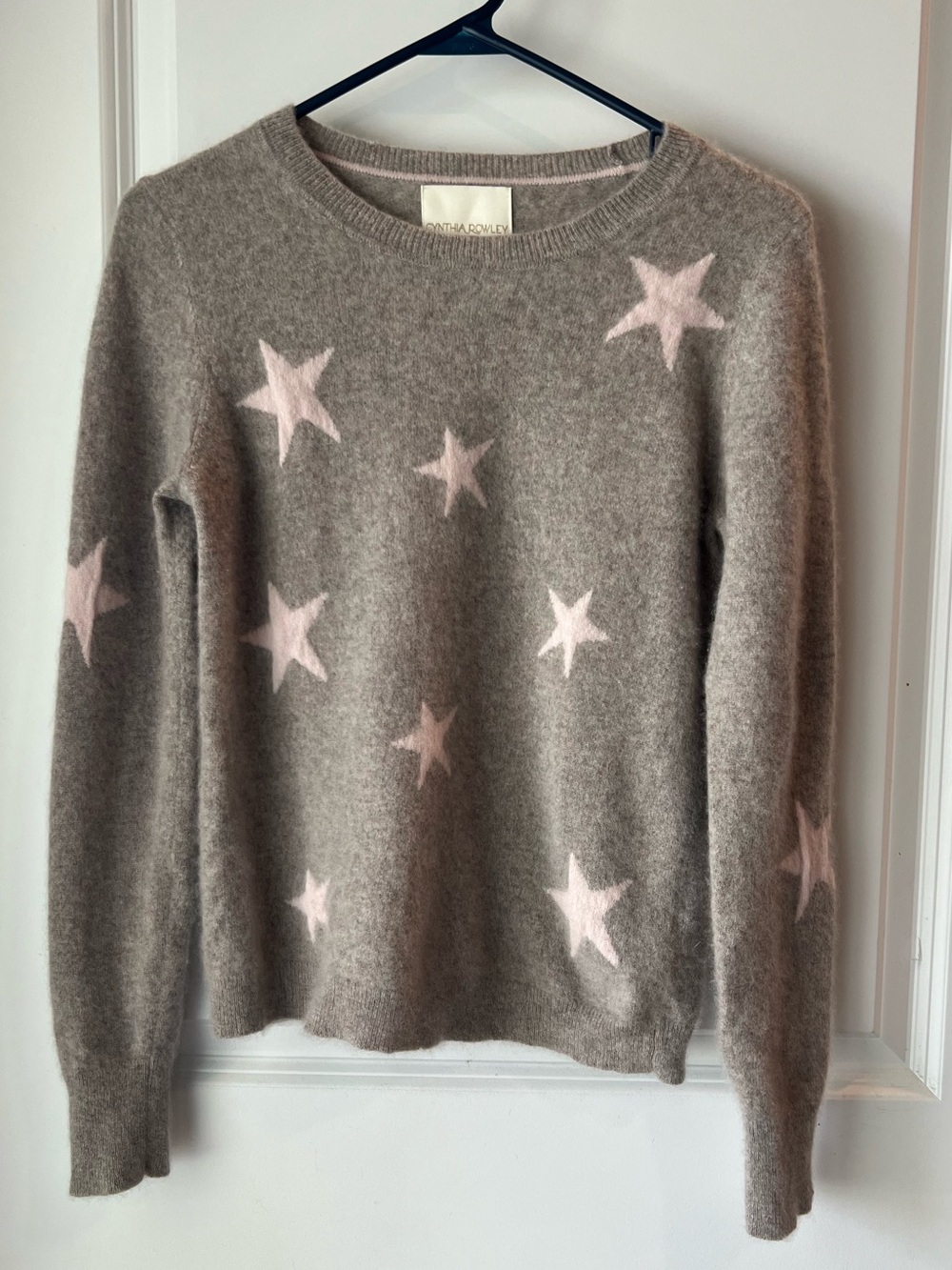 Cynthia Rowley Gray Star Cashmere Sweater - Pink Stars. Small